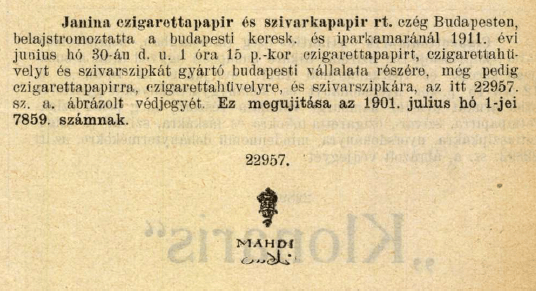 1911.06.30. Mahdi papír és hüvely