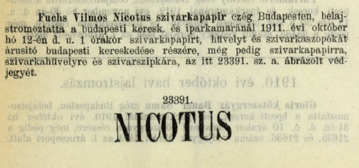 1911.10.12. Nicotus papír és hüvely