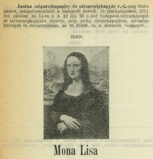 1911.10.14. Mona Lisa papír és hüvely