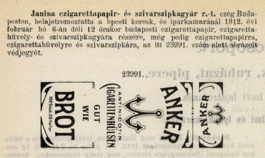 1912.02.06. Anker papír és hüvely