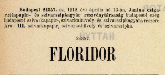 1912.04.13. Floridor papír és hüvely