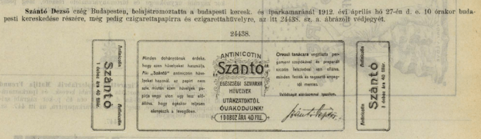 1912.04.27. Szántó papír és hüvely