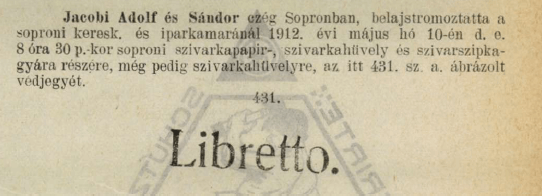 1912.05.10. Libretto cigarettahüvely