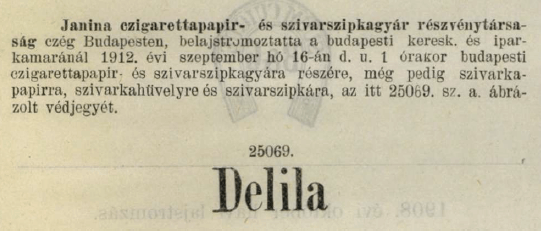 1912.09.16. Delila papír és hüvely