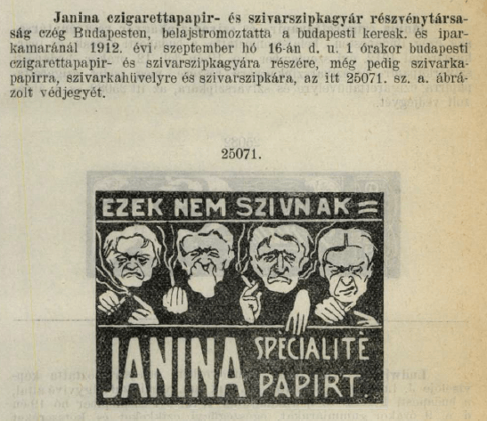 1912.09.16. Janiana papír és hüvely