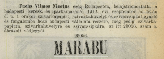 1912.09.16. Marabu papír és hüvely