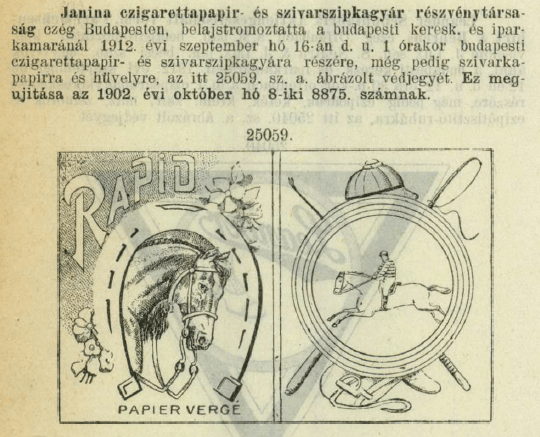 1912.09.16. Rapid papír és hüvely