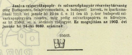 1913.01.24. Domino papír és hüvely