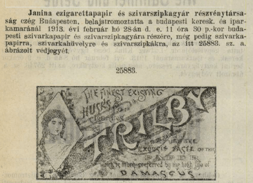 1913.02.28. Trilby papír és hüvely