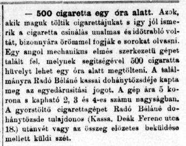 1913.03.09. Ötszáz cigaretta egy óra alatt