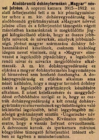 1913.03.30. "Magyar" dohányáruk