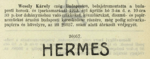 1913.04.03. Hermes papír és hüvely