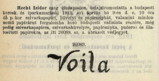 1913.04.09. Voilá papír és hüvely