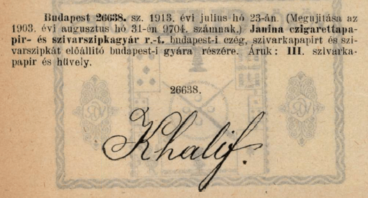 1913.07.23. Khalif papír és hüvely