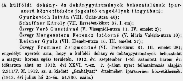 1913.08.20. Dohánybehozatal