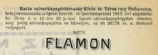 1913.08.25. Flamon papír és hüvely