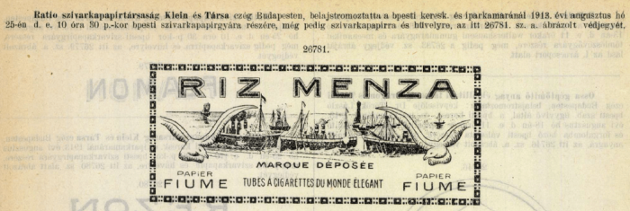 1913.08.25. Riz Menza papír és hüvely