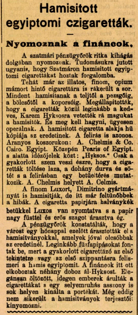 1913.10.25. Hamis cigaretták