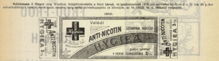 1913.11.21. Hygiea papír és hüvely