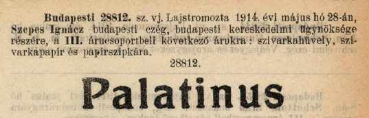 1914.05.28. Palatinus papír és hüvely