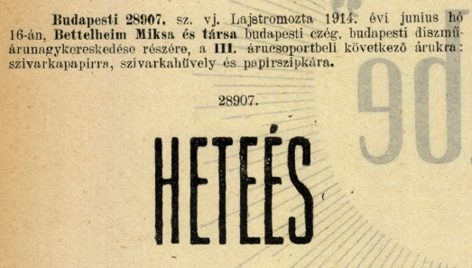 1914.06.16. Heteés papír és hüvely