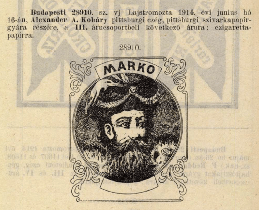 1914.06.16. Marko cigarettapapír