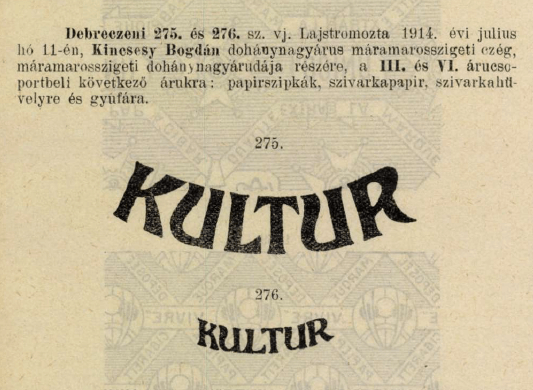 1914.07.11. Kultur papír és hüvely