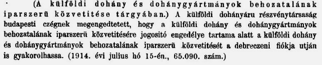 1914.08.10. Dohánybehozatal