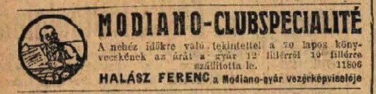 1914.08.25. Modiano reklám