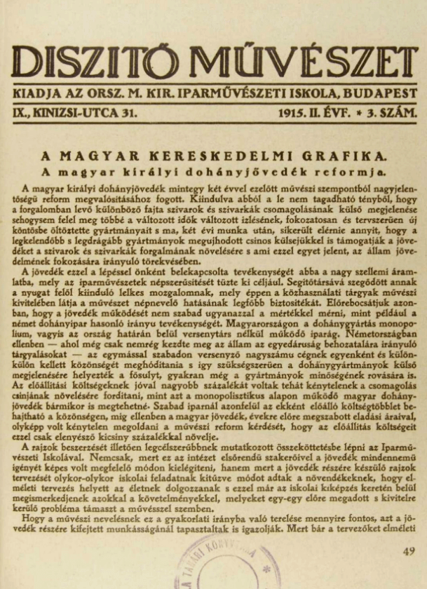 1915. Reform a Dohányjövedéknél 1915. Reform a Dohányjövedéknél