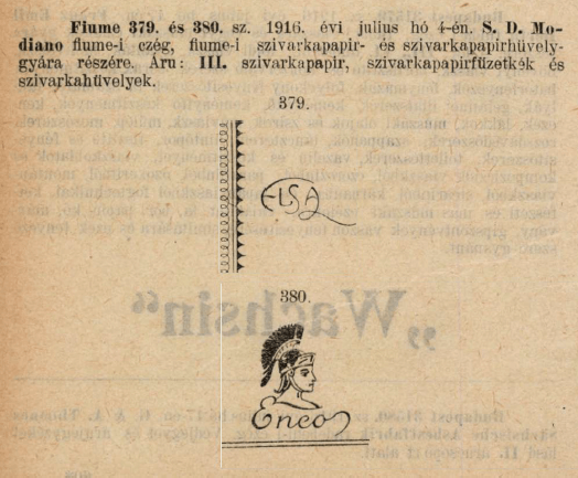 1916.07.04. Elsa, Eneo papír és hüvely