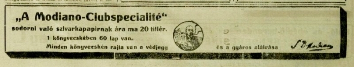 1917.11.11. Modiano reklám