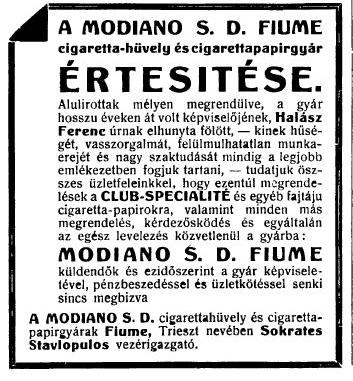 1917.11.17. Modiano reklám