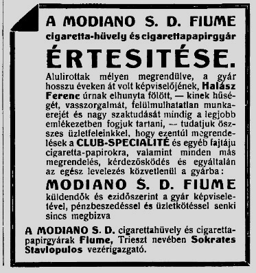 1917.11.17. Modiano reklám