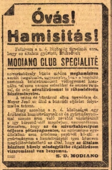 1919.02.09. Modiano reklám