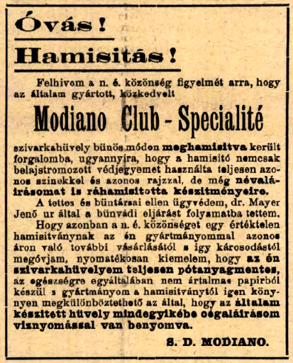 1919.02.27. Modiano cigarettahüvely