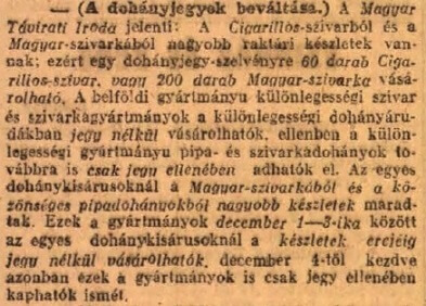 1919.11.23. Dohányjegyek
