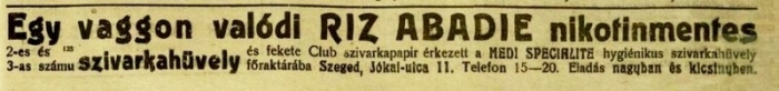 1919.12.10. Riz Abadie cigarettahüvely