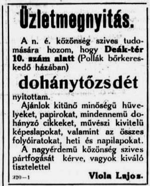 1919.12.13. Üzletmegnyitás