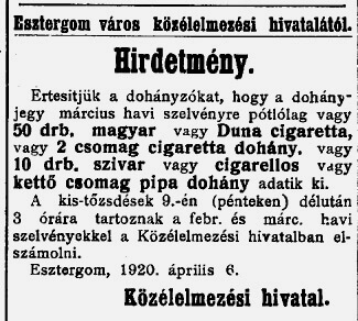 1920.04.07. Dohányjegyek