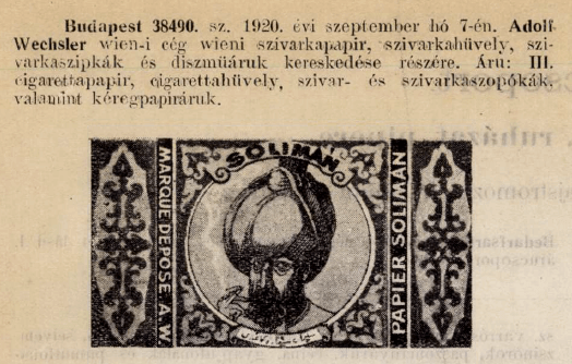 1920.09.07. Soliman papír és hüvely 1920.09.07. Soliman papír és hüvely