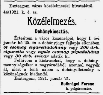 1921.01.23. Dohánykiosztás