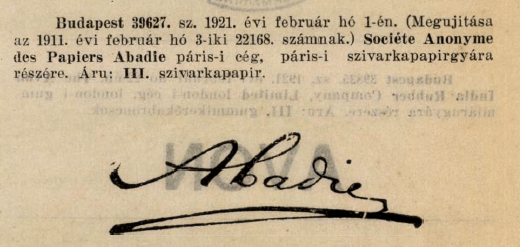 1921.02.01. Abadie papír