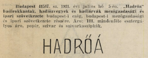 1921.07.05. HADRÖÁ szivarszipkák