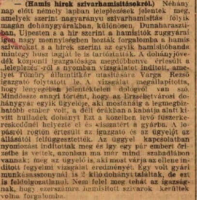 1921.11.08. Szivar hamisítás