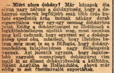 1921.12.06. Miért nincs dohány?