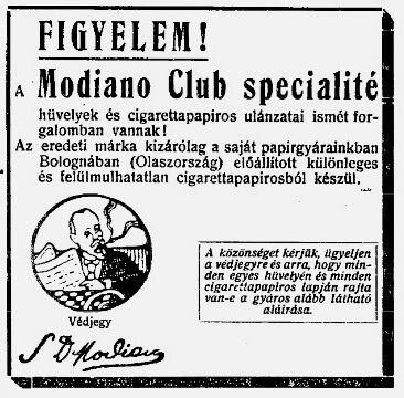 1922.01.21. Modiano reklám