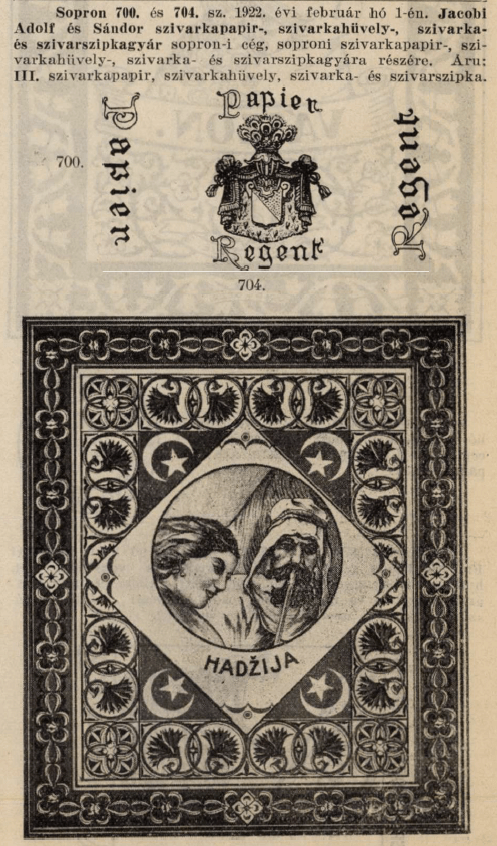 1922.02.01. Hadzija papír és hüvely 1922.02.01. Hadzija papír és hüvely