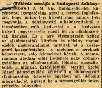 1922.05.22. Félórás sztrájk