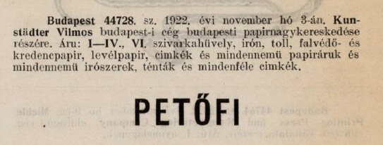 1922.11.03. Petőfi cigarettahüvely